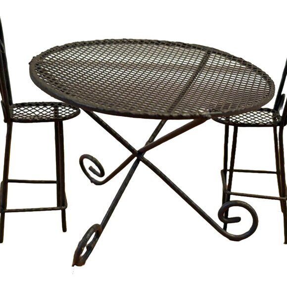Mini Accents Set of 5 Doll Furniture Metal Garden & Patio Cafe Chairs and Tables - Picture 1 of 8